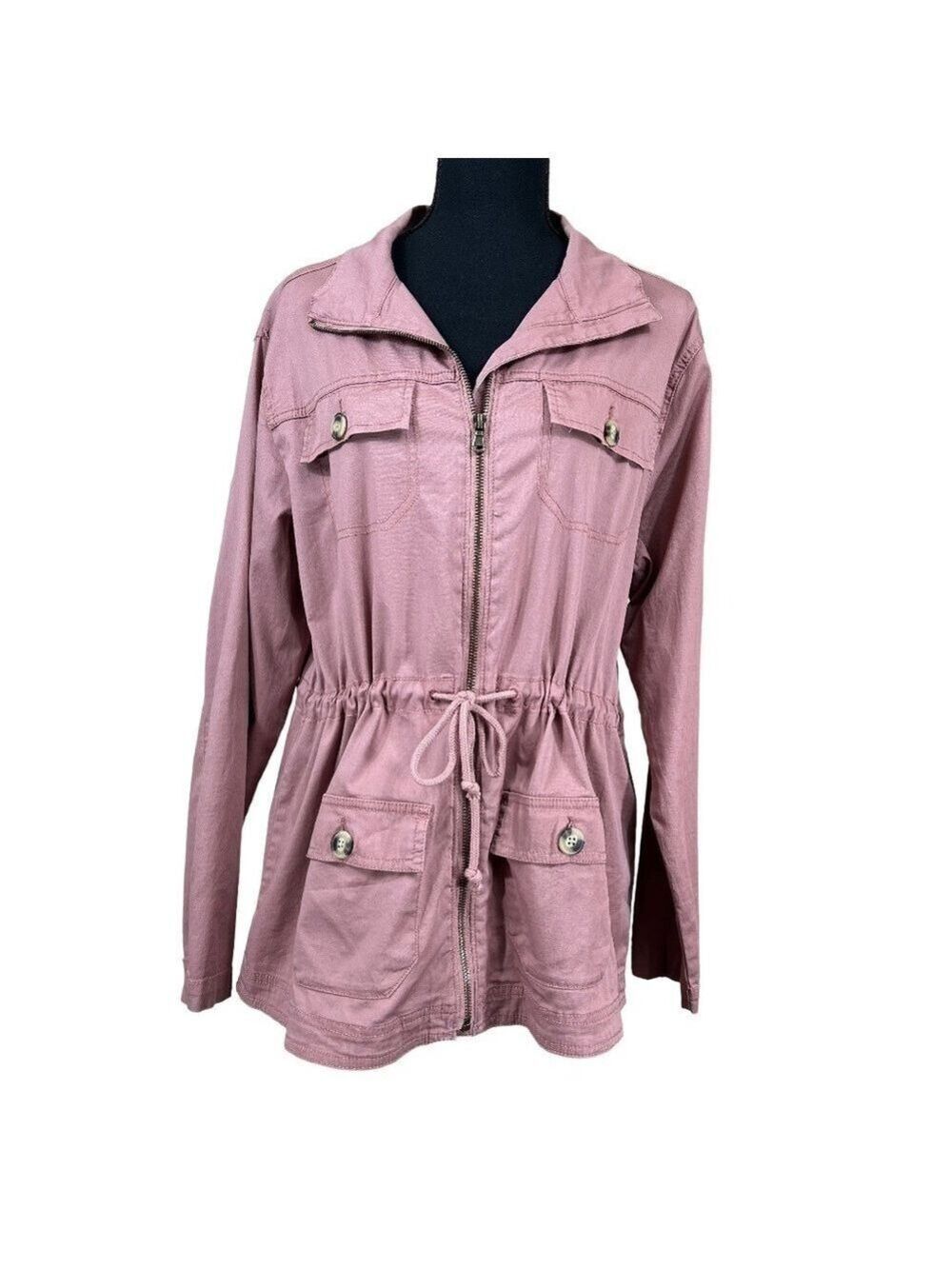 Cactus & Pearl New Dusty Rose Cotton Full Zip Anorak Utility Jacket Size M